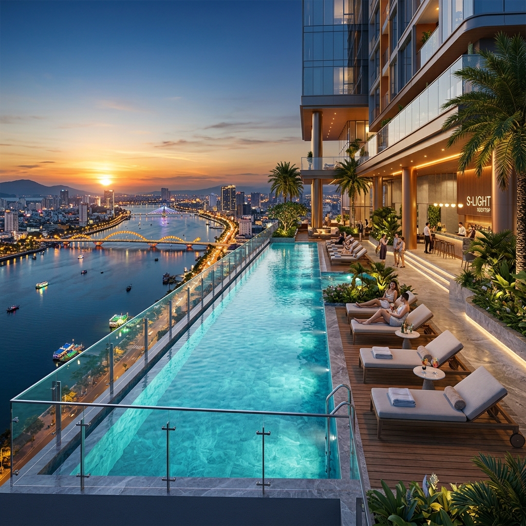 Hồ bơi vô cực ngắm pháo hoa